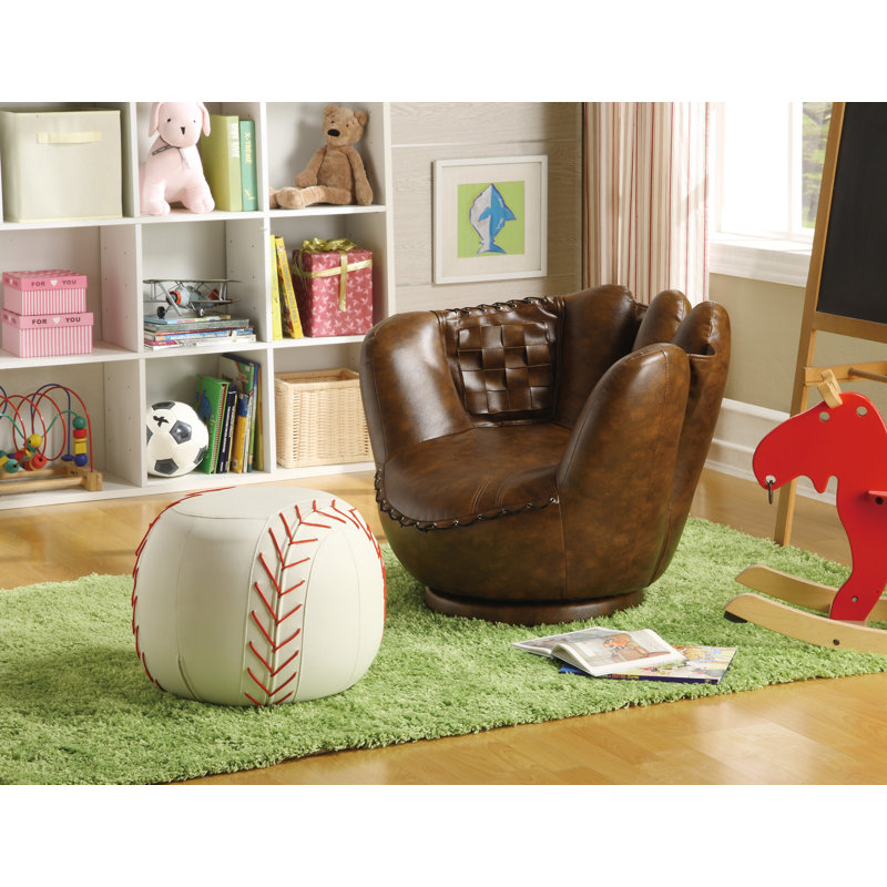 Crown Mark Baseball Glove Kids Faux Leather Chair and Ottoman & Reviews